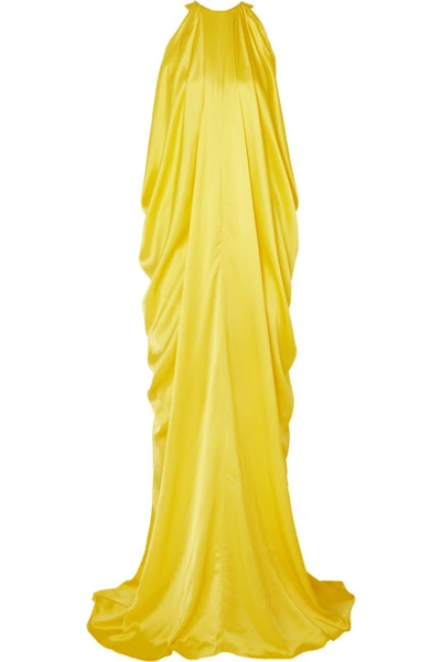 Shop Halpern Draped Satin Gown In Yellow