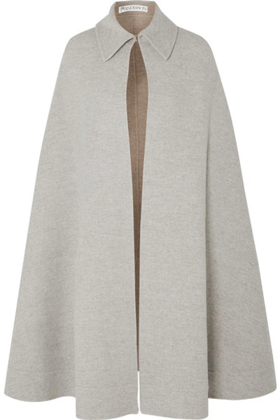 Shop Jw Anderson Wool And Cashmere-blend Cape In Light Gray