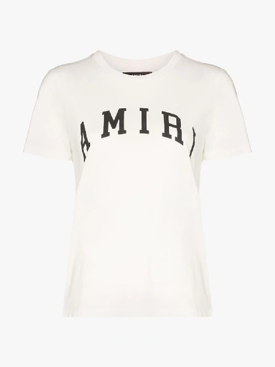 Shop Amiri Logo Print Cotton T-shirt In White