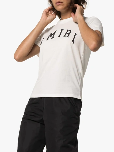 Shop Amiri Logo Print Cotton T-shirt In White