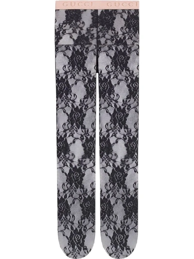 Shop Gucci Floral Lace Tights - Farfetch In 1000 Black