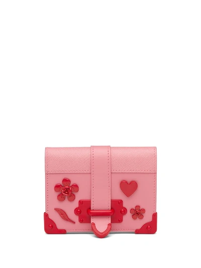 Shop Prada Small Appliqué Wallet In Pink
