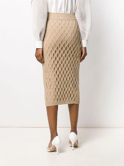 Shop Fendi Midi Skirt In Beige