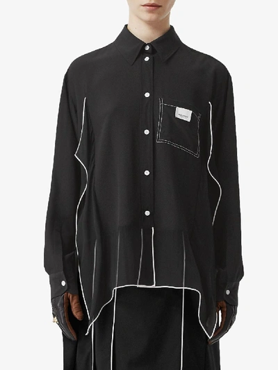 Shop Burberry Silk Shirt In Black