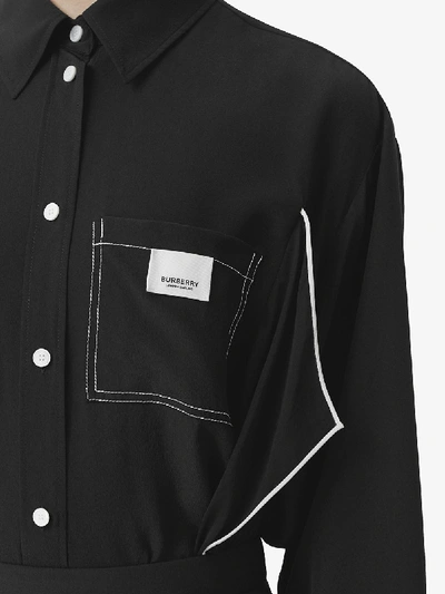 Shop Burberry Silk Shirt In Black