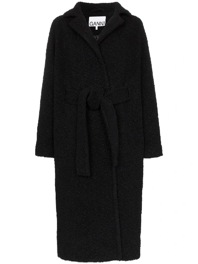 Shop Ganni Wool Coat In Black
