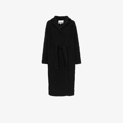 Shop Ganni Wool Coat In Black