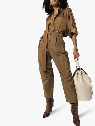 Shop Givenchy Wide Leg Cotton Cargo Trousers In Brown