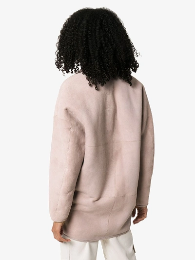 Shop Isabel Marant Étoile Carman Reversible Shearling Long Jacket In Pink