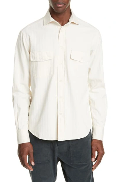 Shop Barena Venezia Teti Spin Button-up Shirt In Ecru