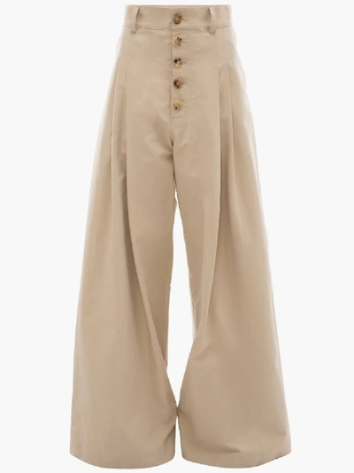 Shop Jw Anderson High Waisted Baggy Trousers In Neutrals