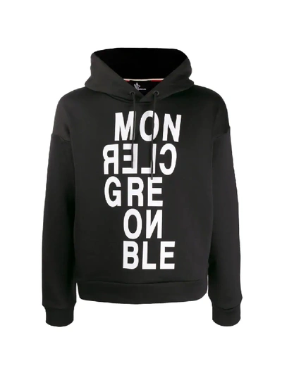 Shop Moncler Logo Hooded Sweatshirt In Black