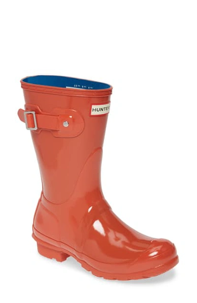 Shop Hunter Original Short Gloss Waterproof Rain Boot In Siren