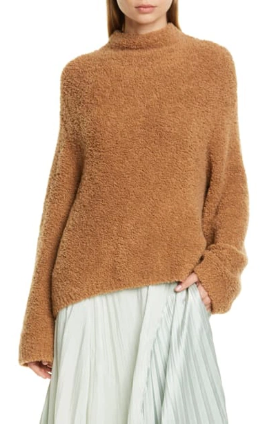 Shop Vince Teddy Wool & Cashmere Blend Funnel Neck Sweater In Honeysuckle