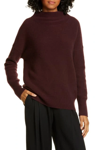 Shop Vince Boiled Cashmere Funnel Neck Pullover In Heather Dahlia Wine