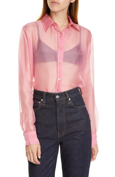 Shop Helmut Lang Silk Organza Shirt In Pink