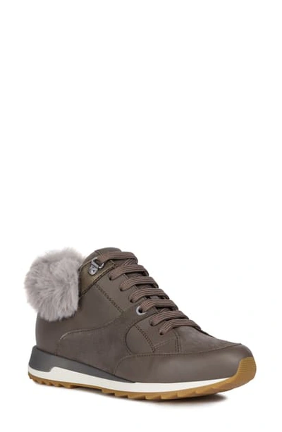 Geox Aneko Amphibiox Waterproof Faux Fur Trim Sneaker In Chestnut Napa  Leather | ModeSens