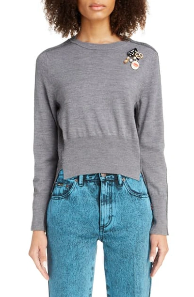 Shop Marc Jacobs The Diy Wool Sweater In Grey Multi