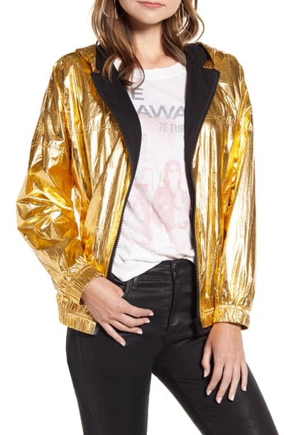 Shop Zadig & Voltaire Koody Metallic Hooded Jacket In Gold