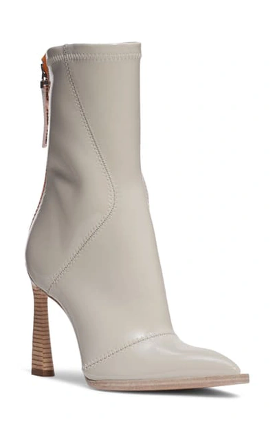 Shop Fendi Tronchetto Pointed Toe Boot In Beige Patent