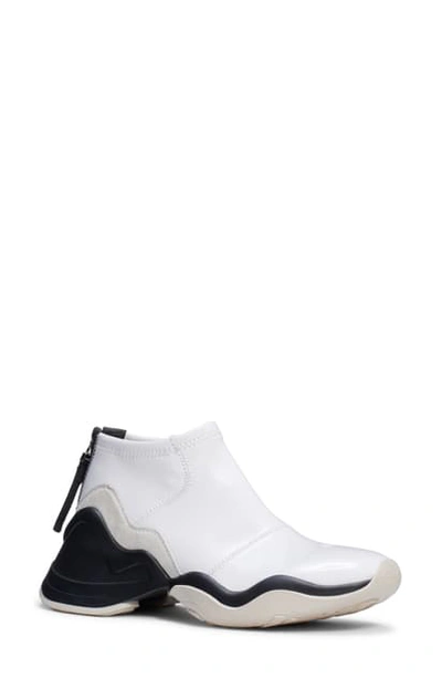 Shop Fendi Technice Mid Top Sneaker In White Patent/ Black