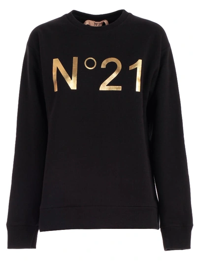 Shop N°21 Sweatshirt Round Neck W/logo In Nero