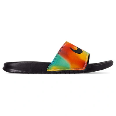 Shop Nike Men's Benassi Jdi Print Tie Dye Slide Sandals In Orange