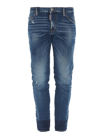 Shop Dsquared2 Sexy Twist Cotton Denim Jeans In Medium Wash