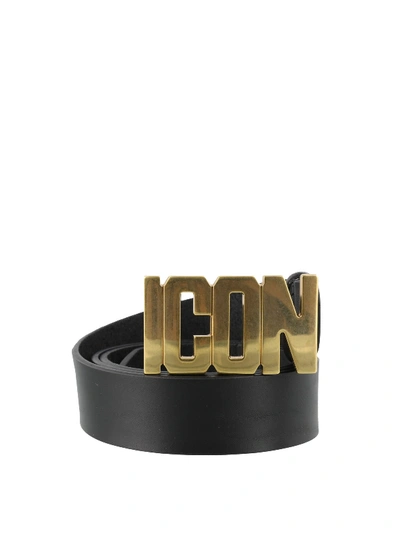 Shop Dsquared2 Icon Leather Belt In Black