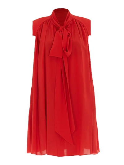 Shop Givenchy Silk Crepe De Chine Dress In Red