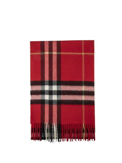 Shop Burberry Classic Check Cashmere Scarf In Red