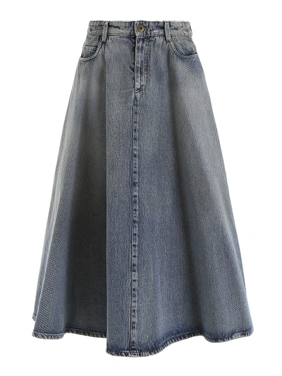 Shop Miu Miu Iconic Cotton Denim Skirt In Light Wash