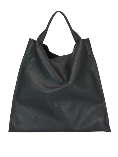 Jil Sander Xiao Grained Leather Tote Bag In Black | ModeSens