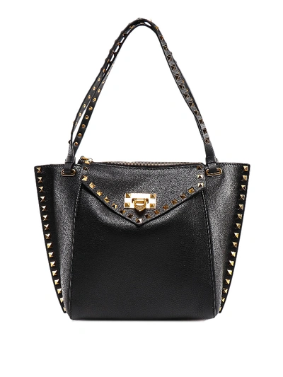 Shop Valentino Rockstud Hype Small Tote In Black