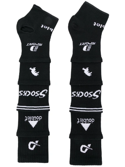 Shop Doublet Layered Logo Socks In Black