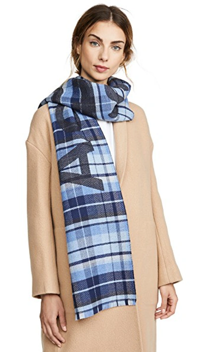 Acne Studios Victoria Plaid Wool Scarf In Blue | ModeSens