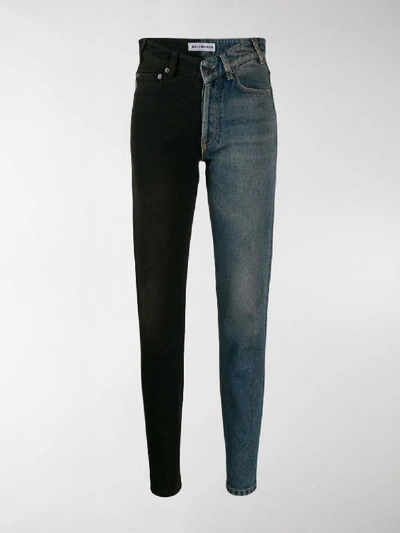 Shop Balenciaga Two-tone Slim Fit Jeans In Blue