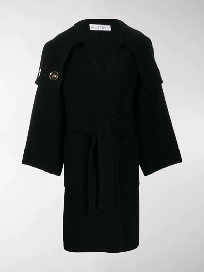 Shop Jw Anderson Oversized Collar Wrap Coat In Black