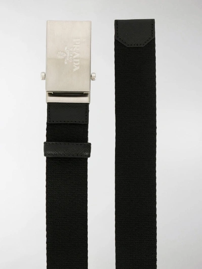 Shop Prada Fabric Buckled Belt In Black