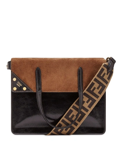 Shop Fendi Flip Medium Bag In Xct Nero+marrone