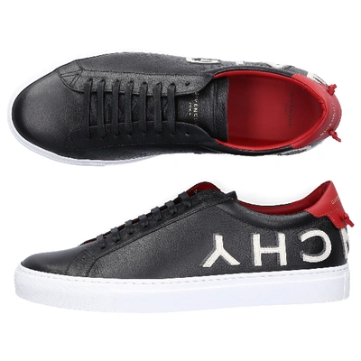 Shop Givenchy Low-top Sneakers Urban Street Calfskin Logo Black Red In Black,red