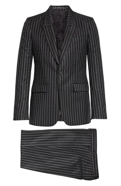 Shop Givenchy Slim Fit Logo Stripe Suit In Black/white