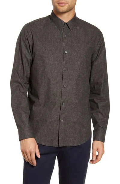 Shop Theory Udeval Crew Breach Regular Fit Button-up Shirt In Black