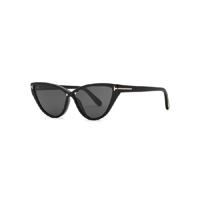 Shop Tom Ford Charlie Black Cat-eye Sunglasses
