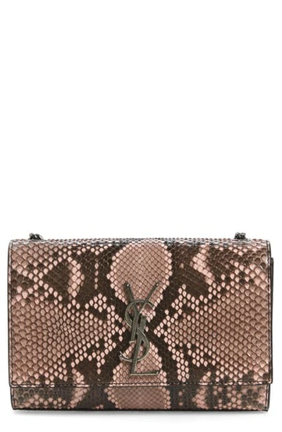 Shop Saint Laurent Small Kate Genuine Python Shoulder Bag In Blush/ Noir