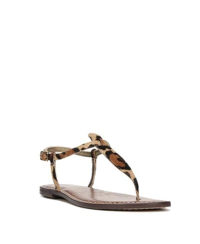 Shop Sam Edelman Gigi T-strap Flat Sandals Women's Shoes In New Nude Leopard