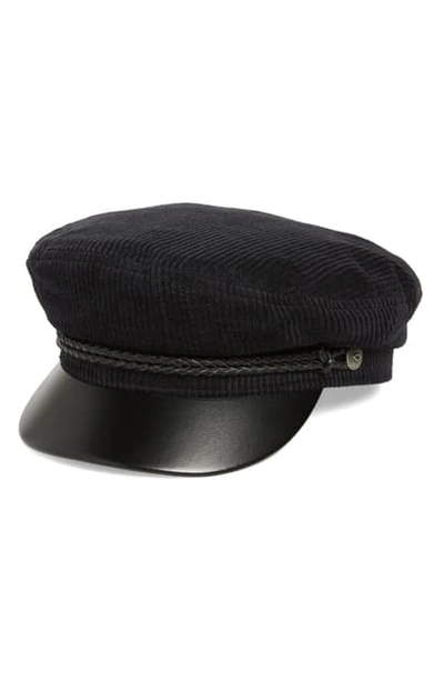 Shop Brixton Fiddler Cap In Black/ Black Leather