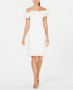 calvin klein ruffle sheath dress