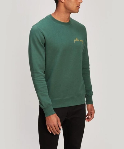 Shop Maison Labiche Public Enemy Embroidered Cotton Sweatshirt In Green