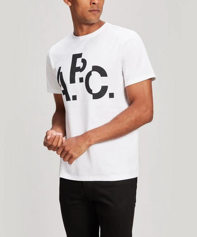 Shop Apc Decale Cotton Logo T-shirt In White